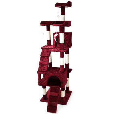 Árbol rascador para gatos Color rojo-vino 170 cm Accesorios mascotas Animales de compañía