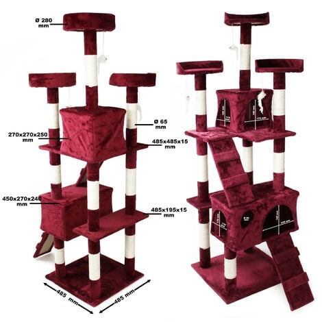 Árbol rascador para gatos Color rojo-vino 170 cm Accesorios mascotas Animales de compañía