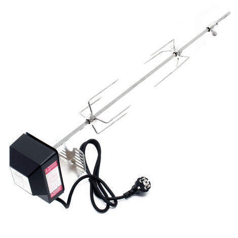 Wiltec Pincho BBQ grill 70 cm acero inoxidable con 2 agujas de carne pincho giratorio brocheta parrilla