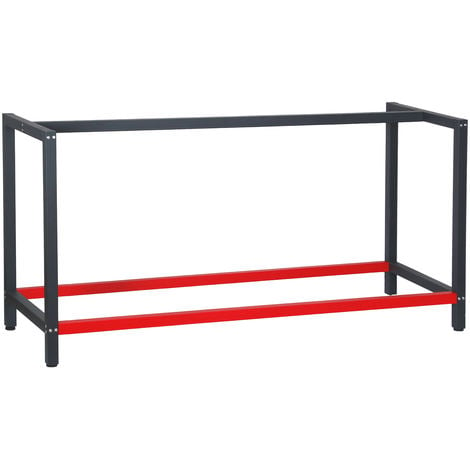 Mesa Trabajo Metálica Q-Rax Sin Tornillos Roja 120x60x90cm Banco Trabajo  Taller Garaje Bricolaje Red Metal Workbench Garage Estante Ajustable Altura  Capacidad Peso 200kg con Pies Protectores GRATIS