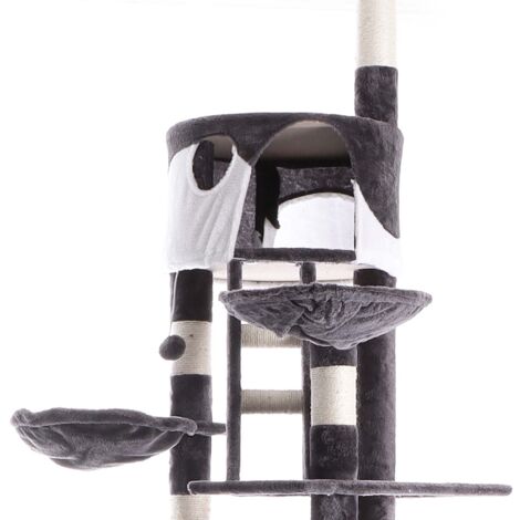Árbol rascador para gatos 240-260cm XXL Gris/blanco Altura hasta techo Mascotas Animales de compañía