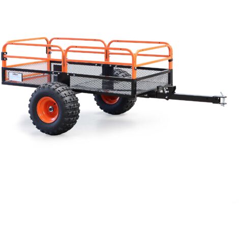 Wiltec Remolque 680 kg con rejillas y paredes laterales desmontables remolque para tractor de césped