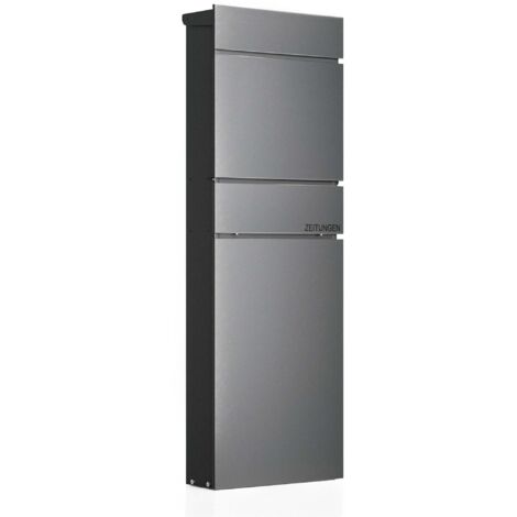Wiltec Buzón de pie antracita con compartimento para periódico 395 x 142 x 1150 mm de acero, buzón de correo apartado de correos con espacio para el diario y 2 llaves (1/5)