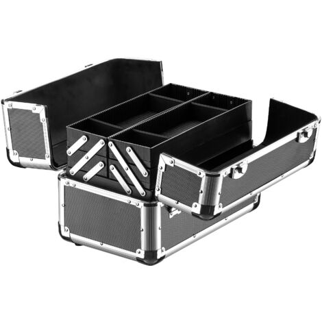 Wiltec Maletín multiusos de aluminio 35,5x24x22,5 cm con esquinas de acero maletín de transporte contenedores separados (1/5)