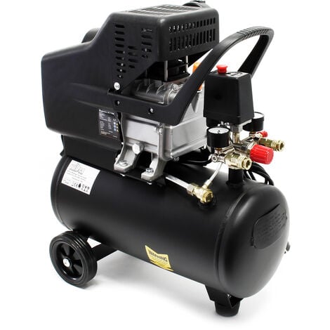 Compresor 24L 1,1 kW Presión 8 bar Compresor aire con ruedas Aire comprimido Herramientas neumáticas