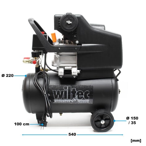 Compresor 24L 1,1 kW Presión 8 bar Compresor aire con ruedas Aire comprimido Herramientas neumáticas