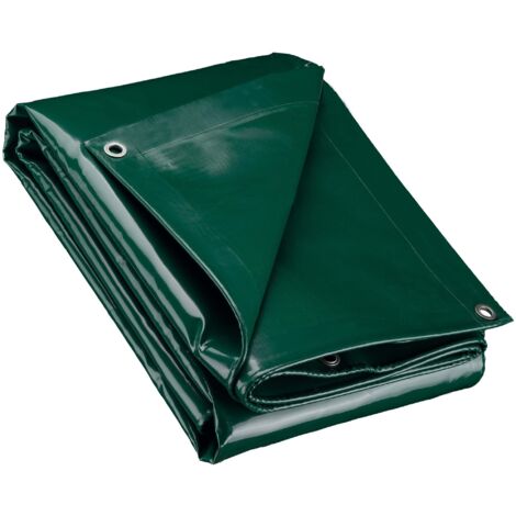 Wiltec Lona impermeable verde 5 x 9 m con ojales de acero inoxidable, 650 g/m² resistente a los rayos UV, moho y desgarro, poliéster con revestimiento de PVC y bordes reforzados, ideal para exteriores
