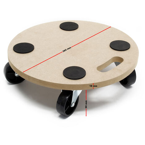 Tabla de ruedas para transporte MDF 380mm 250kg Plataforma rodante mudanza Tablero móvil muebles