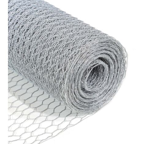 Wiltec Malla metálica de acero galvanizado para pajarera malla hexagonal 25 mm altura 0,5 x longitud 10 m alambre Ø 0,7 malla para conejos y gallinas cercado de animales terrazas y jardines (1/5)