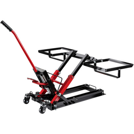 Wiltec Elevador hidráulico 3 en 1, elevación de motos hasta 300 kg, altura de elevación de quads hasta 53 cm, plataforma elevadora móvil para ATV, cortacéspedes, motocicletas