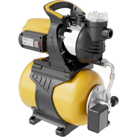 Wiltec Bomba de agua 1300 W con tanque de presión de 24 L y prefiltro, caudal 5000 l/, equipo de presión de agua para uso doméstico, carcasa de acero inoxidable, altura de elevación 50 m