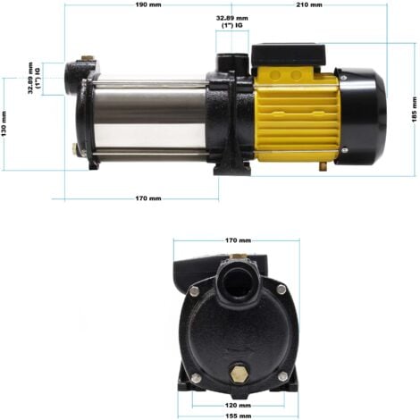 Bomba centrífuga multietapa 6000 l/h, 550W, 35m altura máx., 2850rpm para grupo de presión doméstico