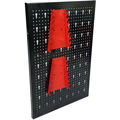 Pared de herramientas 120x60cm 3 paneles perforados 17 ganchos para colgar y ordenar herramientas