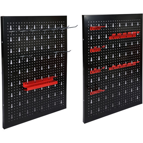 Pared de herramientas 120x60cm 3 paneles perforados 17 ganchos para colgar y ordenar herramientas