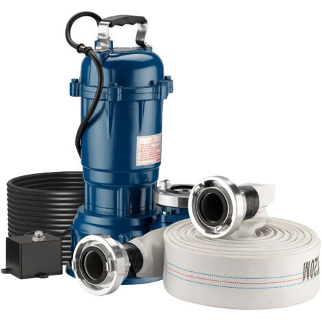 Wiltec Bomba aguas residuales 1100W 15.000l/h con manguera 20m bomba sumergible de achique bomba de drenaje