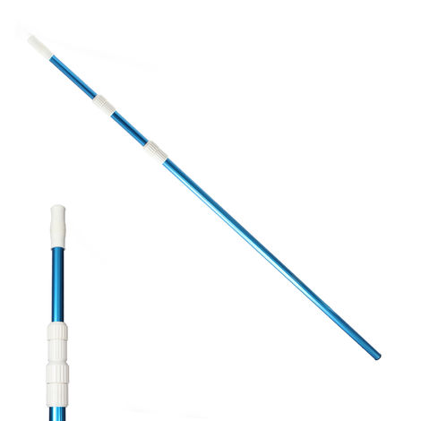 Wiltec Barra telescópica 120-360cm para limpiafondos de piscina, complemento para cabezal de cepillos
