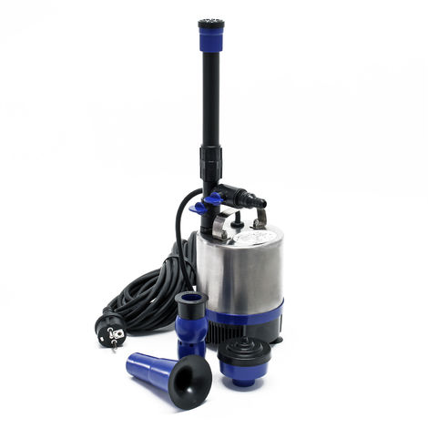 Bomba para fuentes de acero inoxidable con 50W y 1750l/h incluye 3 boquillas para chorros diferentes