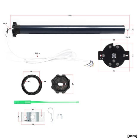 Motor para persianas 204W 30Nm, con interruptor de límite y protección IP44, disuasión ladrones SW60