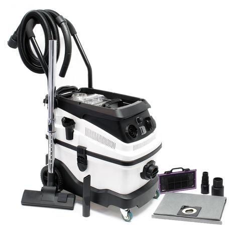 Aspirador seco y húmedo 1600W con sistema de filtrado de 3-niveles, accesorios y función de soplado
