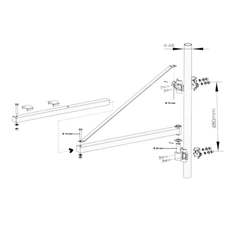 Brazo giratorio soporte para luz de carga con extensión de 1100mm y hasta 600 kg