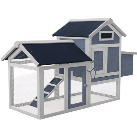 Gallinero con nidos y corral Caseta con suelo extraíble tejado plegable Casa gallinas Rojo y blanco