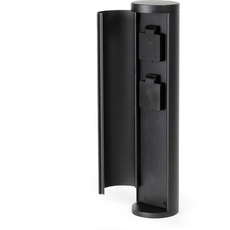 Toma de corriente de jardín con 2 enchufes, aluminio, columna exterior de enchufes con 2 tomas IP44