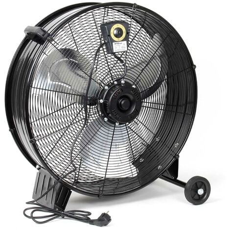 Wiltec Ventilador de tambor industrial 60 cm 180 W ventilador de suelo portátil 3 velocidades