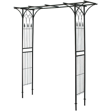 Arco de jardín para rosas y trepadoras 205x50x208cm para flores acero negro