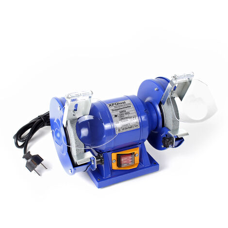 XPOtool Esmeriladora doble 150W discos abrasivos Ø 125mm, con muela abrasiva gruesa y fina