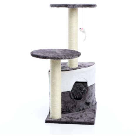 Árbol rascador gris 71cm para gatos con plataforma cueva poste sisal rascador
