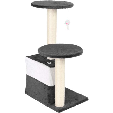 Árbol rascador gris 71cm para gatos con plataforma cueva poste sisal rascador