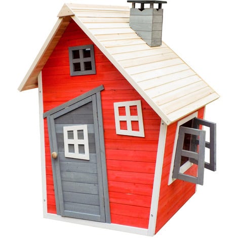 Caseta juegos niños infantil de madera casita para jardín jugar exterior ventanas