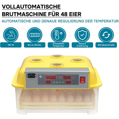 Incubadora automática capacidad para 48 huevos de gallina y 4 ventanas observación, pato, codorniz