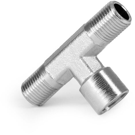 Conector-T distribuidor de 3 vías para aerografía con 2x machos y 1x hembra 9,51mm (1/8”)