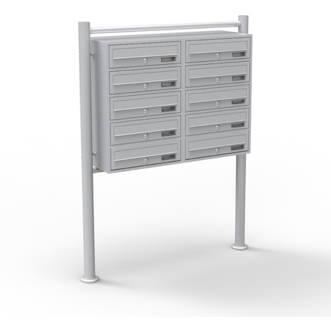 Wiltec Sistema de 10 buzones color plateado acero galvanizado resistente a la intemperie con cerraduras de cilindro y llaves instalación independiente espacio amplio para cartas y paquetes pequeños