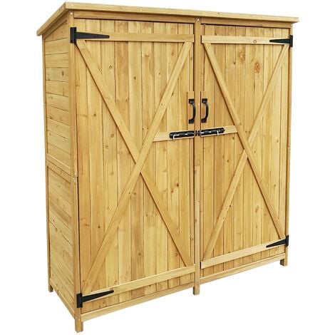 Armario de jardín con 2 puertas 1350x500x1540mm cobertizo, caseta madera de pícea con techo de betún