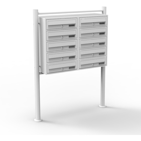 Wiltec Sistema de 10 buzones color blanco acero galvanizado resistente a la intemperie con cerraduras de cilindro y llaves instalación independiente espacio amplio para cartas y paquetes pequeños