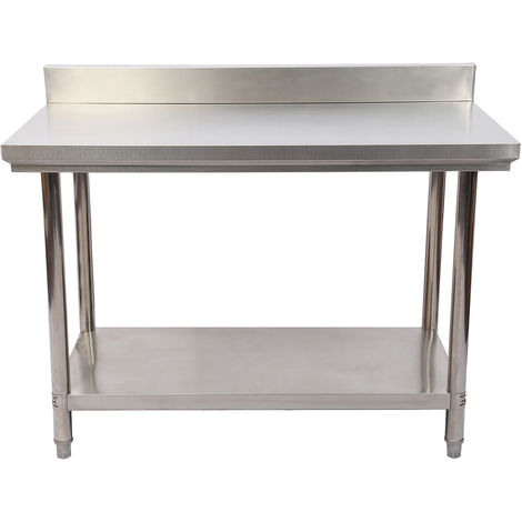 Mesa de trabajo con alzatina de Acero Inoxidable para Cocina 120x60x85 cm