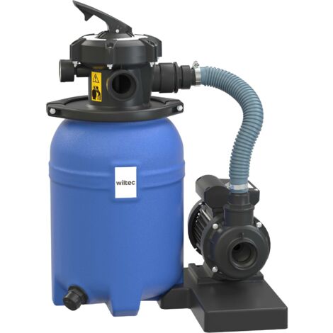 Wiltec Sistema de filtro de arena 180W tanque de filtrado 14l y bomba autocebante 9000L/h piscina