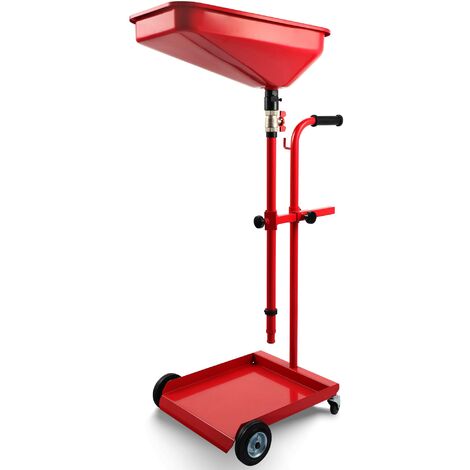 Wiltec Carro recogedor de aceite embudo recolector para aceite usado giratorio 360° móvil regulable en altura 120 cm a 175 cm escurridor aceite de coche, embudo colector de aceite, recolector de aceit