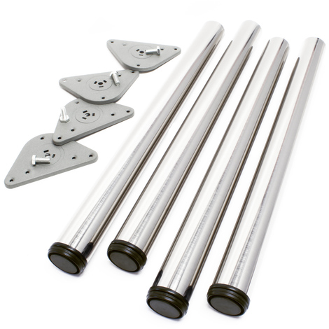 Juego 4 Patas Pies Acero Inoxidable Níquel Mesa Mueble Adjustable Regulable Altura Ø60mm 1100mm