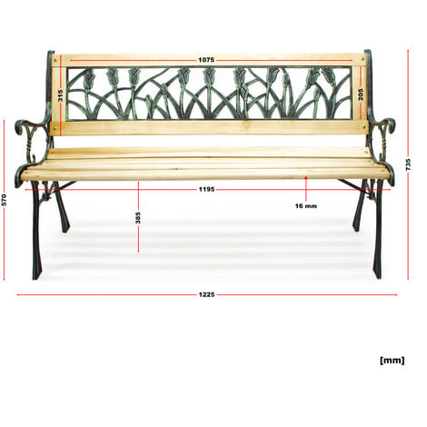 Relaxdays Banco Jardín Retro, 2 Plazas, 80x124,5x58cm, Banca Vintage Balcón  o Terraza, Hierro Fundido y