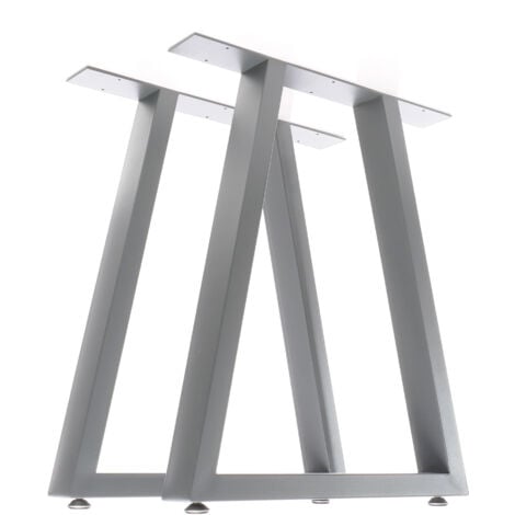 Patas de mesa juego de 2 patas trapezoidales 60x72cm acero gris industrial  base comedor escritorio