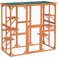 Wiltec Recinto exterior para gatos 168 x 82 x 166,5 cm casa con 6 plataformas, ideal para jardines y patios, resistente a la intemperie, jaula con malla metálica y techo resistente a la intemperie