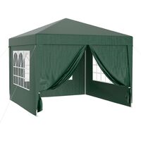 Wiltec Carpa de jardín 3 x 3 m verde con protección UV 50+, gazebo con laterales enrollables, pabellón para fiestas con ventanas, ideal para terrazas y festivales