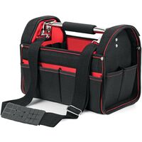 Wiltec Bolsa para herramientas tamaño XL 44x22x25 cm, bolso portaherramientas con correa ajustable para el hombro y asa de transporte, compartimentos interiores y exteriores, maletín de almacenamiento