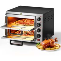 Horno para pizzas con 2 niveles 3000W acero inoxidable piedra de cordierita accesorios de cocina