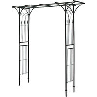 Arco de jardín para rosas y trepadoras 205x50x208cm para flores acero negro