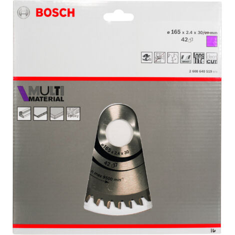 Lame de scie circulaire Bosch MultiMaterial 165x2,4x30 42Z - 2608640519 (1/5)
