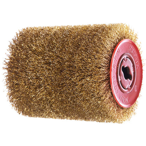 Brosse métallique 120mm en acier laitonné – Pour abrasion bois dur et tendre – Nettoyage et désoxydation efficace – Compatible décapeur Makita 9741 - P-65648